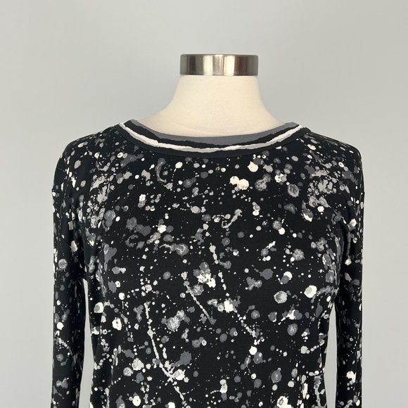 Tory Burch Meredith Paint Splatter Print Silk Dress Black White Gray size Small - Picture 2 of 13